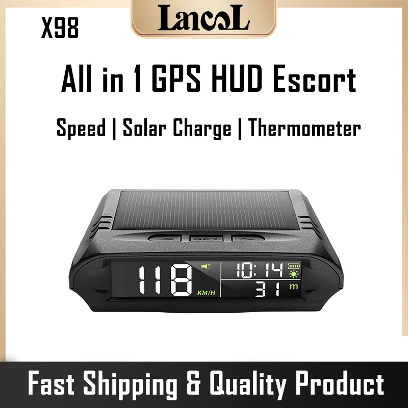 X98 Auto Universal Wireless Display HUD Gabaritul de Încărcare Solară Digital, Vitezometru GPS Depășirii vitezei, Distanța de Alarmă Afișare Altitudine
