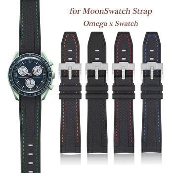 Curea pentru Omega X Swatch Comun MoonSwatch Planeta Luna Banda 20mm Capăt Curbat Cauciuc Siliconic Ceas Brățară pentru ceas Rolex Apă Fantomă