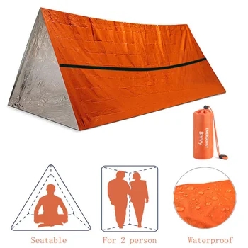 2 Persoană Adăpost de Urgență Bivy Supraviețuire Cort Kit Mylar Tub Cort, Sac de Dormit Impermeabil în aer liber SOS Pătură Termică Reutilizabile