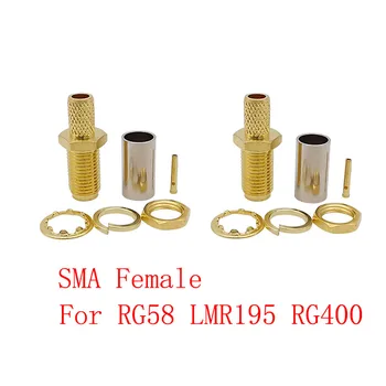 2 buc Alamă SMA Female Jack RF Coaxial Coaxial Adaptor Conector Solder de Sertizare Pentru RG58 LMR195 LMR200 Cablu