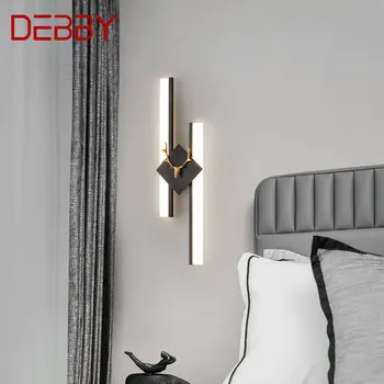 DEBBY Nordic Alamă Lampă de Perete Creativ Negru cu Coarne Tranșee Modern de Lumină LED 3 Culori pentru Casa Living Decor Dormitor
