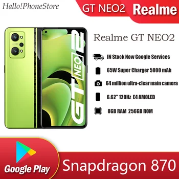 Realme GT Neo 2 Global Rom 5G Smartphone Snapdragon 870 5000mAh 65W Flash Changer NFC AMOLED 120HZ 8GB RAM, 256GB ROM Google Play