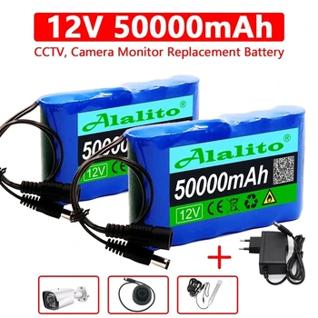 12V 50000mah portabilă reîncărcabilă 18650 litiu-ion baterie pack, potrivit pentru camera CCTV monitor,Gratuit încărcător
