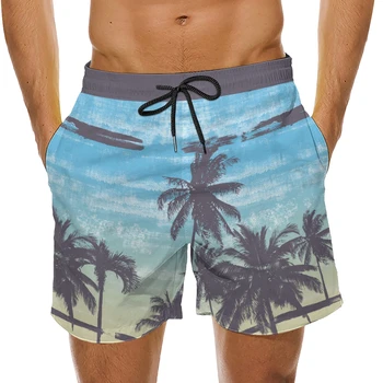 2023 Noua Moda pentru Bărbați Pantaloni de Plajă de pe Litoral Flori Copac de nucă de Cocos Print Design de Agrement, Vacanță, Stil Confortabil pantaloni Scurți Largi