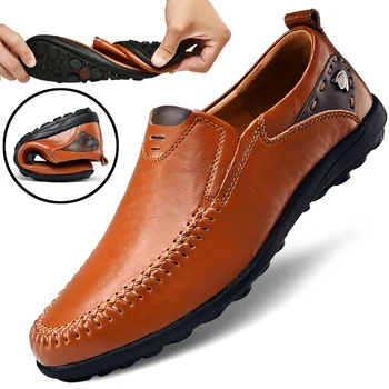 Barbati din piele Pantofi Casual 2022 Vara Respirabil Aluneca pe Formală Mocasini Barbati Mocasini italiană Negru de Conducere Pantofi Plus Dimensiune 38-47