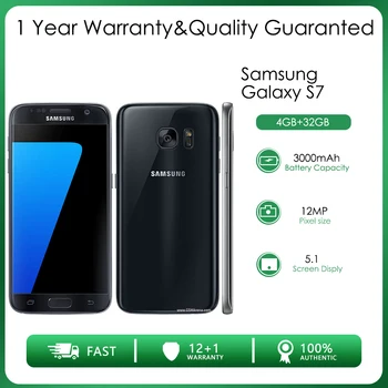 Original Deblocat Samsung Galaxy S7 G930A G930V G930F 4GB RAM 32GB ROM 12MP 5.1 Inch, Baterie de 3000mAh Deblocat Telefonul