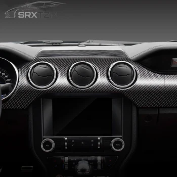 SRXTZM 1set Real Fibra de Carbon, Masina Tabloului de Bord Decor Garnitura Capac Autocolante Pentru Ford Mustang 2015-2019 Accesorii