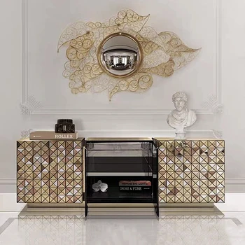 High-end de lux cu veranda cabinet post-moderne lumină de lux din lemn masiv de metal partea cabinetului TV cabinet