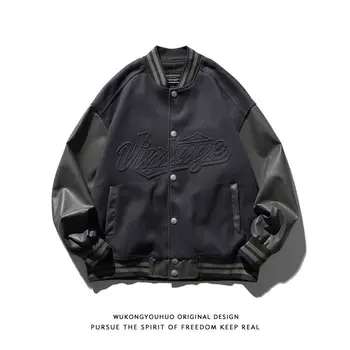 2023 Nouă de Baseball Jacheta Femei Bărbați Cuplu Unisex Haina Hip Hop Streetwear Mozaic din Piele PU Supradimensionat Varsity Bomber Jackets