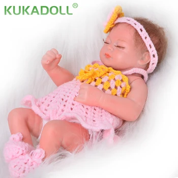 KUKADOLL 11 Inch 27CM Minunat Renăscut Baby Doll Plin de Silicon Înrădăcinate Morhair Renăscut Papusa Jucării Pentru Cadouri de Crăciun Pentru Copii