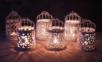 6pcs Metal Colivie de Nunta Suport de Lumanare de culoare alb-Lantern Maroc Epocă Mici Felinare Pentru Lumanari Decor