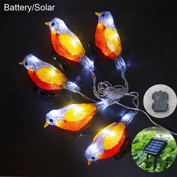 Acrilice Pasăre Solară Șir de Lumini, Impermeabil în aer liber Ghirlandă cu LED-uri Lumini Șir Solare Acrilice Pasăre Decor Felinar Șir Ligh