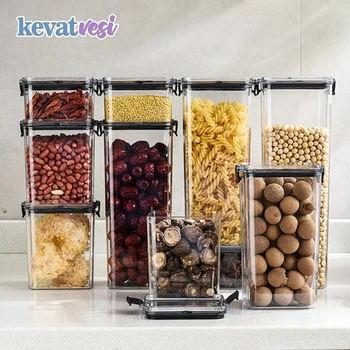 Bucătărie Cutie de Depozitare Cereale, Containere de Depozitare a Alimentelor de Mare Capacitate Transparent Alimente Cutii de Depozitare cu Capac Cereale Container