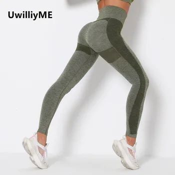 UwilliyME fără Sudură Yoga Pantaloni Femei Haine Sport Elastic Talie Mare Atletic Exercițiu Hip-ridicare Sport Fitness Jambiere Pantaloni