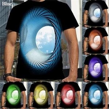 Vertij 3d Imprimate T-shirt pentru Bărbați Tendință de Moda Scurte Gât Rotund cu mâneci Topuri Grafic Iluzie Optică Model de Tricou Tricouri de sex Masculin