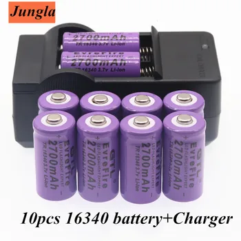 100% original novo 16340 bateria cr123a 16340 bateria 2700mah 3.7 v li-ion bateria recarregável + 16340 carregador