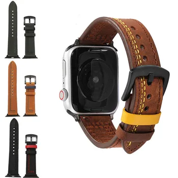 Maro din Piele Watchband pentru Apple Watch 38/40 mm 42/44mm Trupa iWatch Serie SE 6 5 4 3 2 1 Înlocui Retro Curea din Piele