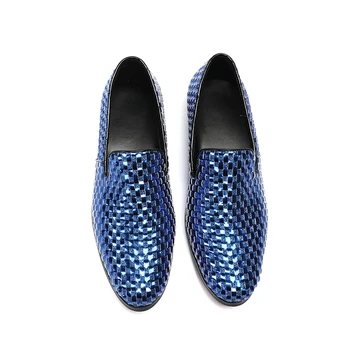 Albastru slip-on pantofi de moda de conducere falt șarpe subliniat toe pantofi rochie pentru oameni de Afaceri în aer liber pantofi casual