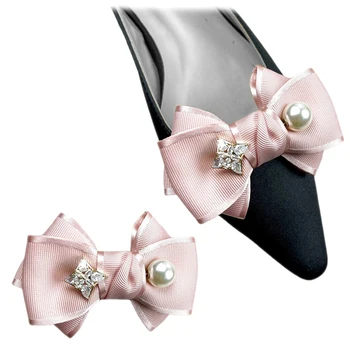 2 Buc Chingi Arc Clipuri Pantofi Detașabile Pantofi Roz Înfrumusețarea Pearl Stras Pantofi Catarama pentru Femei Petrecerea de Nunta Decor