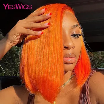 Ginger Orange 99j Visiniu Culoare Bob Scurt Peruca Os Direct Evidenția Dantelă Față Peruca Dantelă Transparentă Frontal Peruci Par Uman
