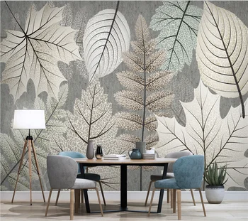 wellyu Personalizate murală Nordic minimalist modern frunze de plante vene retro frunze de arțar TV fond camera de zi tapet de fundal