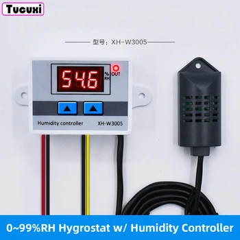 XH-W3005 W3005 DC 12V 24V 220V 10A Digital Umiditate Controller Higrometru Comutator de Comandă 0~99%RH Higrostat w/ Senzor de Umiditate