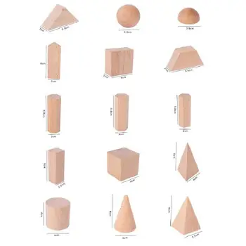15x Geometrice din Lemn Masiv Blocuri de Forme 3D Jucărie Educațională Montessori Jucării Stivuire Jucărie pentru Copii Copilul Vârstele de 2+ Copii