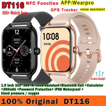 Original DT116 Ceas Inteligent Bărbați NFC Bluetooth Apel Ai Voce Asistent Parola Tensiunii Arteriale de Oxigen GPS Tracker Sport Smartwatch