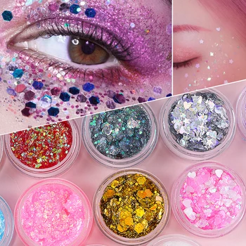 Holografic Fard de pleoape Paiete Gel Shimmer Glitter Decor Multifuncțional de Par si Buze Machiaj Facial&Nail DIY Vânzare Fierbinte Cosmetice