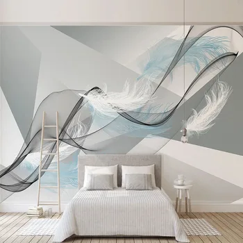 Personalizate 3D Murală Tapet Moderne, Geometrice Acuarelă Pene Pictura pe Perete Camera de zi Dormitor Artă Abstractă Autocolante de Decor Acasă