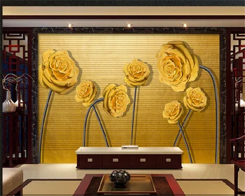 Tapet personalizat de aur 3D tridimensional de moda a crescut de lux living TV de perete de fundal decorațiuni murale unul dintre un fel