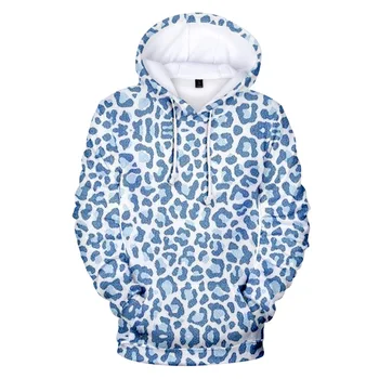 Harajuku Barbati Tricou Albastru Leopard De Imprimare Pulover Hoodie Lungă Maneca Tricou Vintage Moda De Top
