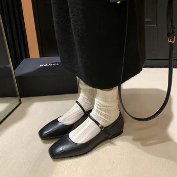 MKKHOU Pompe de Moda de Înaltă Calitate din Piele Retro Simplu Mary Jane Pantofi Pantofi Plat Navetiști de zi cu Zi Ușor de Pantofi