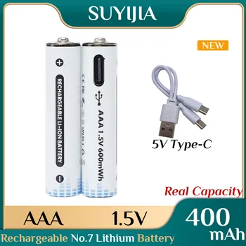 AAA 1.5 V 600mWh Reîncărcabilă Nr. 7 Baterii cu Litiu pentru Jucării de la Distanță Controler de Învățare Mașină Jucarii cu USB de Tip c, Încărcare Rapidă
