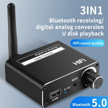 HIFI Audio Digital la Analog Converter BT5.0-Compatibil Receptor Transmițător AUX Coaxial, Fibră Optică, Wireless Adapter