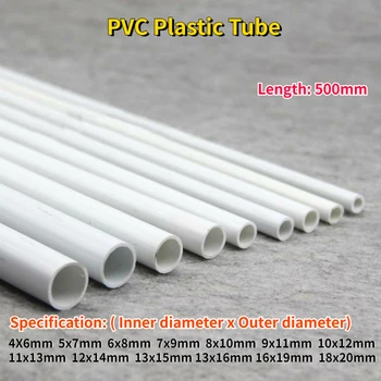 2 buc Lungime 500mm PVC Alb Tub de Plastic OD 6~20mm Subțire Greu Conducta de Mici Conducte de Apă