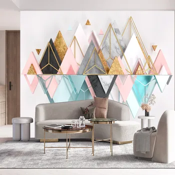 Personalizate 3d minimalist, lumina de aur de lux triunghiular linii geometrice creative geometrice camera de zi dormitor auto-adeziv tapet