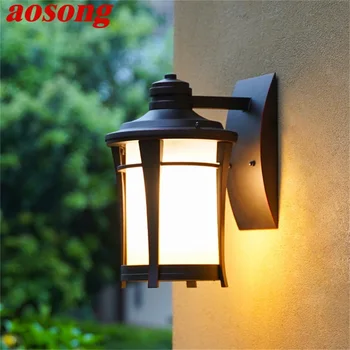 AOSONG în aer liber Lampa de Perete cu LED Clasic Retro cafea Lumină Sconces Impermeabil Decorative pentru Casa Culoar