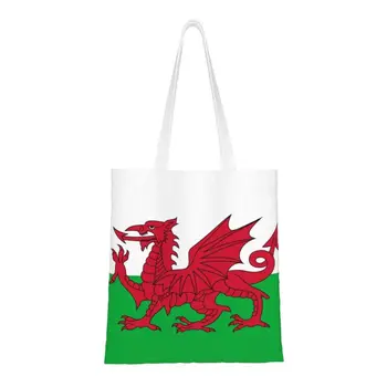 Moda Pavilion De Wales Cumpărături Tote Sac De Reciclare Welsh Dragon Panza Alimente Umăr Geanta Shopper