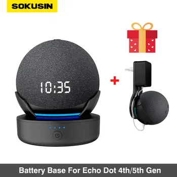 10000mAh/5000mAh Baterie Titularul de Bază pentru Alexa Echo Dot 4-a 5-a Generație Smart Speaker Stand de Încărcare baterie Reîncărcabilă Rack Negru