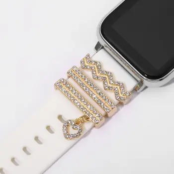 Pentru Apple Watch Band Valuri De Apă Farmecele Metalice Decorative Inel Cu Diamant Ornament Inteligent Ceas Silicon Curea Accesorii