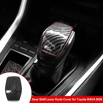 ABS, Fibra de Carbon Mașină de Cap de Viteze Maneta Schimbătorului de Buton Capacul Schimbătorului de Viteze se Ocupe de Ornamente Decor pentru Toyota RAV4 2020 accesorii Auto