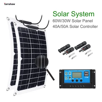 DIY 30W 60W Panou Solar 40A 50A Controller Masina Iaht în aer liber Multi-scop Sistem Fotovoltaic Placa de Încărcare a Bateriei de Reglementare