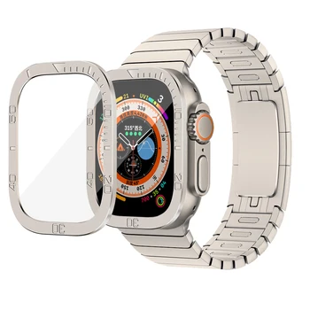 Potrivit pentru Apple ultra ceas de timp litere cadru de metal + sticla film watch caz de protecție 49MM dial utilizare