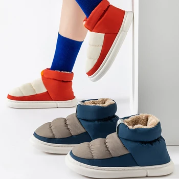 Iarna Barbati Pantofi de Bumbac Stil coreean Cuplu rezistent la apa, Non-alunecare de Cizme de Blană Lână Cald Plat Cizme de Zapada Bota Inverno Masculina