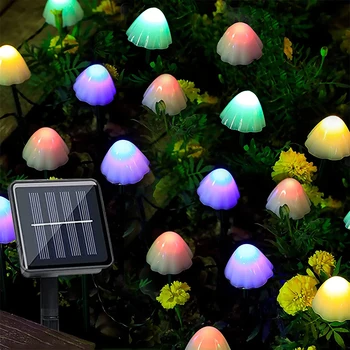 8Modes Solare Fairy Ciuperci Șir de Lumini Led-uri Impermeabil în aer liber Alimentat Solare În Sol Lumini de Decor pentru Crăciun Grădină
