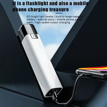 Mini Lanterna Multifunctionala USB de Mare Luminozitate cu Rază Lungă Portabil Lumină Puternică Bancă de Putere în aer liber de Iluminat cu LED-uri Lanterna