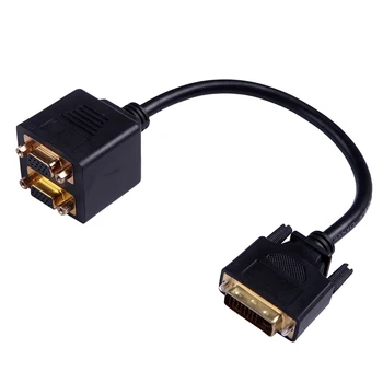 Pasiv DVI-am Cablu VGA Splitter DVI, Dual VGA splitter cablu DVI-I de sex masculin la Dual VGA SVGA de sex feminin Y cablu placat cu aur
