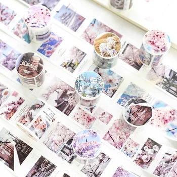Banda de mascare Sakura Washi Casete de Primăvară Autocolante Scrapbooking Adeziv DIY Decorative Papetărie, Rechizite Școlare