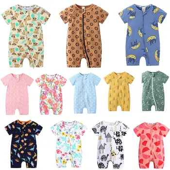 Copil nou Romper Drăguț Onesie 0-24M Pijama din Bumbac pentru Copii Băiat Haine Fata Nou-născuți cu Fermoar Footies Salopeta cu Maneci Îmbrăcăminte pentru Copii